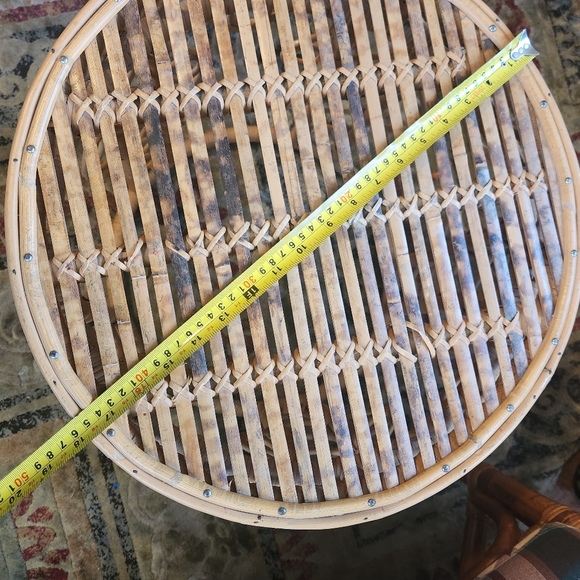 Vintage Bamboo Rattan Round End Table 1970s 70s Boho Bohemian Home Decor - Picture 6 of 7